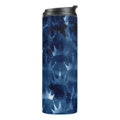 Navyblaue Glitzer-Meerjungfrau-Kronen-Muster Thermosbecher (Nach links gedreht)