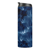 Navyblaue Glitzer-Meerjungfrau-Kronen-Muster Thermosbecher (Nach rechts gedreht)