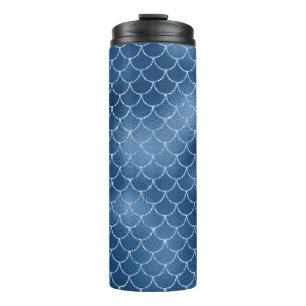 Navyblaue Glitzer-Meerjungfrau-Schuppen-Muster Thermosbecher