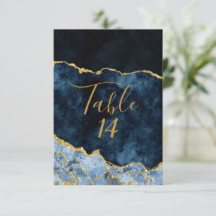 Navyblaue Goldfolie-Achat-Hochzeitstischnummern Einladung