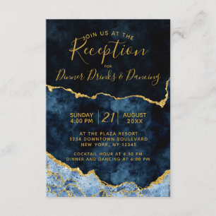 Navyblaue Goldfolie-Achat-Marmor-Hochzeitsempfang Begleitkarte