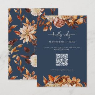 Navyblaue Herbstblätter Antwortkarte RSVP Karte