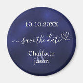 Navyblaue Herz Hochzeit Save the Date Magnet (Vorne)