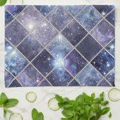 Navyblaue Himmel Diamantgitter Stern Geschirrtuch (Gefaltet)