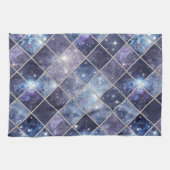 Navyblaue Himmel Diamantgitter Stern Geschirrtuch (Horizontal)