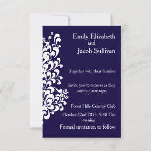 Navyblaue Hintergrund mit moderner eleganter Spira Save The Date