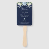 Navyblaue Hortensien-Hochzeitsprogramm Fächer (Vorderseite)