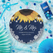 Navyblaue Jute-Blumen-Spitze-Sonnenblumen-Hochzeit Pappteller (Party)