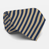 Navyblaue Kamel-Cream-Repp-Streifen Krawatte (Gerollt)
