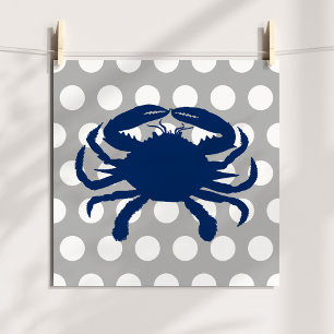 Navyblaue Krabbe Grau und Weiße Tupfen Poster