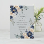 Navyblaue Majestätische Winterhochzeit Einladung (Stehend Vorderseite)