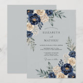 Navyblaue Majestätische Winterhochzeit Einladung (Vorne/Hinten)
