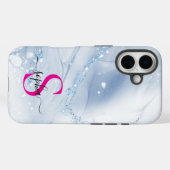 Navyblaue Marmor-Gold-Glitter-Monogramm Case-Mate iPhone Hülle (Rückseite (Horizontal))