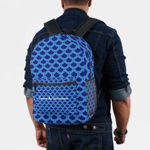 Navyblaue Meerjungfrau-Textur Bedruckter Rucksack