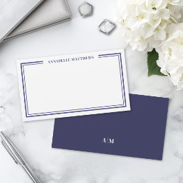 Navyblaue minimalistische Anfangsbuchstaben-Monogr Mitteilungskarte