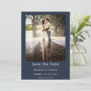 Navyblaue minimalistische moderne Fotografie Save The Date