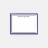 Navyblaue Minimalistische Monogramm Post-it Klebezettel (Vorderseite)
