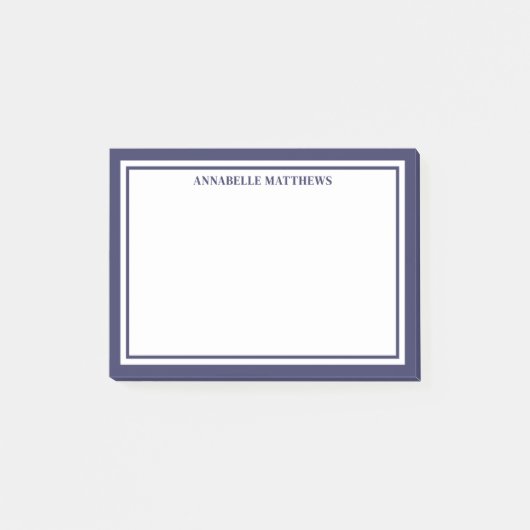 Navyblaue Minimalistische Monogramm Post-it Klebezettel (Vorderseite)