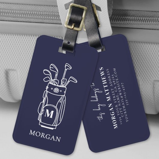 Navyblaue Monogramm-Golftasche Gepäckanhänger
