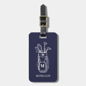 Navyblaue Monogramm-Golftasche Gepäckanhänger (Vorderseite vertikal)
