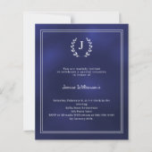 Navyblaue Monogramm-Kranz-Einladung altersneutral (Vorderseite)