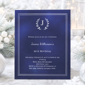 Navyblaue Monogramm-Kranz-Geburtstagseinladung