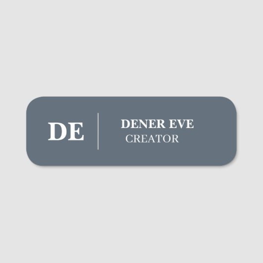 Navyblaue Monogramm-Minimal-Modern-Identität Namensschild (Vorderseite)