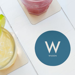 Navyblaue Monogramm-Party für persönliche Anlässe Runder Pappuntersetzer