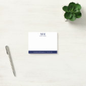 Navyblaue monogrammierte Herren- Post-it Klebezettel (Büro)