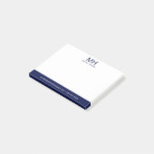 Navyblaue monogrammierte Herren- Post-it Klebezettel (angewinkelt)