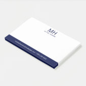 Navyblaue monogrammierte Herren- Post-it Klebezettel (angewinkelt)