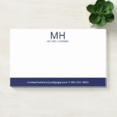 Navyblaue monogrammierte Herren- Post-it Klebezettel (Büro)