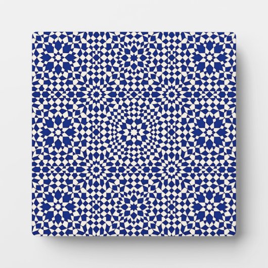 Navyblaue Mosaik-Geometrie Fotoplatte (Vorderseite)