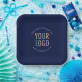 Navyblaue Pappteller mit individuellem Logo bedruc (Party)