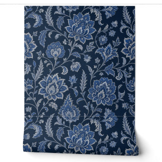 Navyblaue persische Blumen-Tapete Tapete