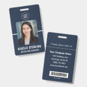 Navyblaue personalisierte Mitarbeiter-Barcode-ID-K Ausweis (Vorder- & Rückseite)