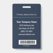 Navyblaue personalisierte Mitarbeiter-Barcode-ID-K Ausweis (Rückseite)