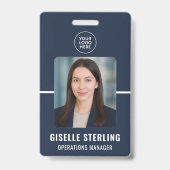 Navyblaue personalisierte Mitarbeiter-Barcode-ID-K Ausweis (Vorderseite)