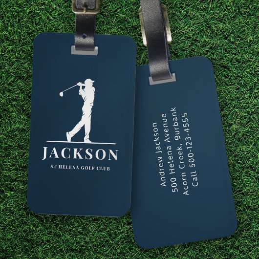 Navyblaue personalisierte Monogramm-Golfer Gepäckanhänger