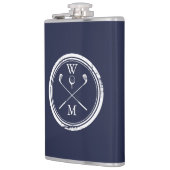 Navyblaue personalisierte Monogramm-Initialen Golf Flachmann (Links)