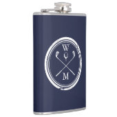 Navyblaue personalisierte Monogramm-Initialen Golf Flachmann (Rechts)