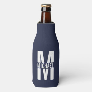 Navyblaue personalisierte Monogramm und Name Flaschenkühler