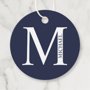 Navyblaue personalisierte Monogramm und Name Geschenkanhänger