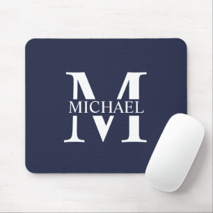 Navyblaue personalisierte Monogramm und Name Mousepad