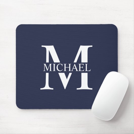 Navyblaue personalisierte Monogramm und Name Mousepad (Mit Mouse)