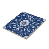 Navyblaue Porzellan-Blumenmuster Fliese (Seite)