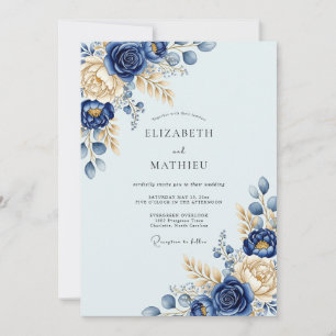 Navyblaue Prachtvolle Winterhochzeit Einladung