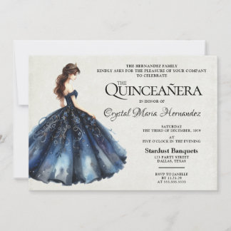 Navyblaue Quinceañera Einladung