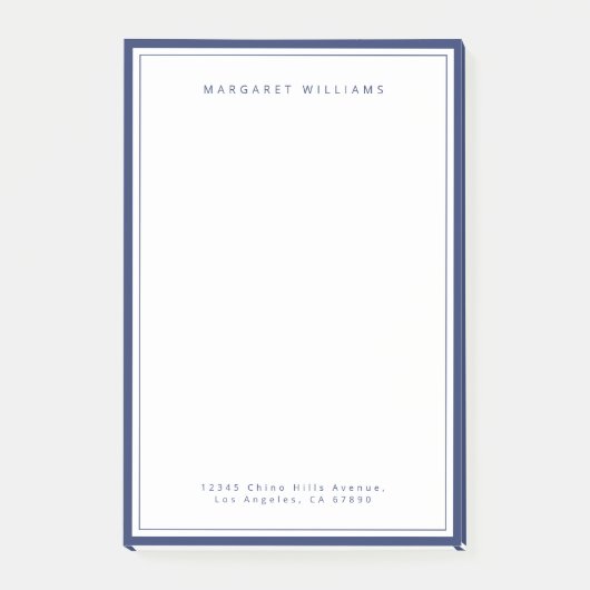 Navyblaue Rand Moderne Minimalistisch Post-it Klebezettel (Vorderseite)