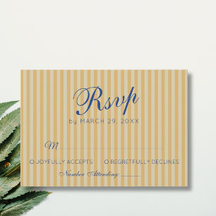 Navyblaue Retro-Honig-Altstreifen-Hochzeit RSVP Karte